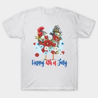 Chicken Flower Happy 4th of July T-Shirt